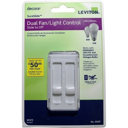 LEVITON Dual Fan/Lght Contrl Wht 66DF-W